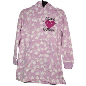 Spotted Zebra Girls Hooded Sweatshirt Dress Smile Often Stitched Purple Size XL